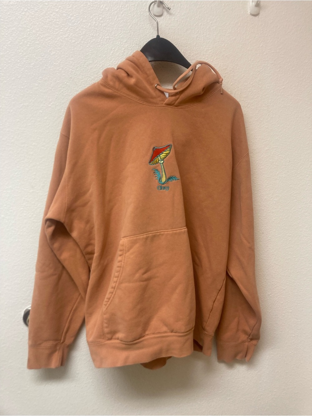 OBEY Earthtone Hoody With Embroidered Mushroom (L)